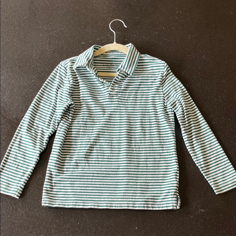 Crewcuts Green and White Striped Polo